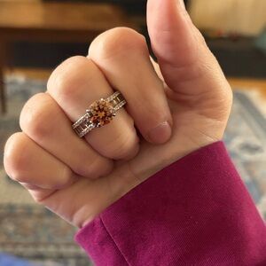 Gold and Silver Ring with Orange Gemstone